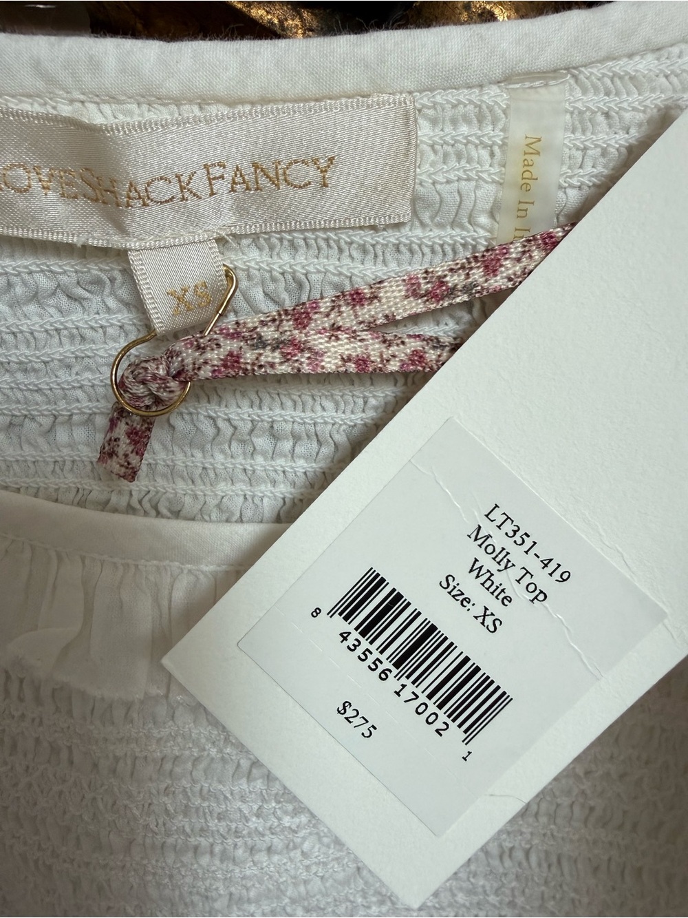 NWT LoveShackFancy Set Molly Top Mira Skirt Smocked Floral Lace Ruffle White XS - Picture 2 of 12